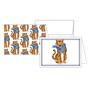 Handpainted Tiger with Blue Bandana Petite Notecard Combo