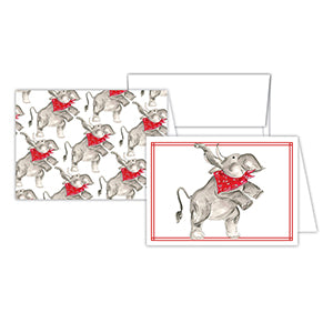 Handpainted Elephant with Red Bandana Petite Note Combo