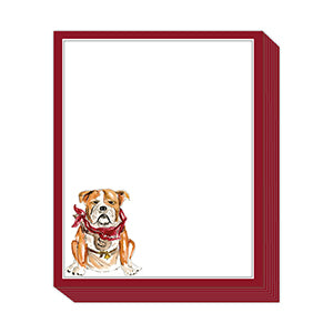 Handpainted Maroon & Gray Bulldog Short Stack Notepad