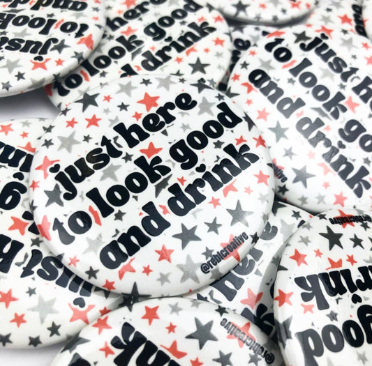 REBL Creative - Look Good & Drink Red/Black Stars - Game Day Button