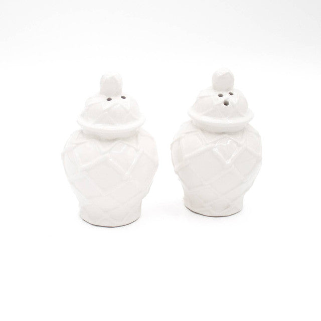 White Textured Ginger Jar Salt & Pepper Sets