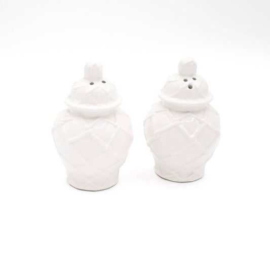 White Textured Ginger Jar Salt & Pepper Sets