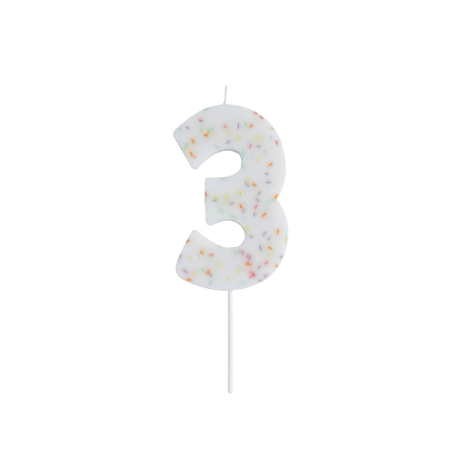 Jumbo Sprinkle Number 3 Candle