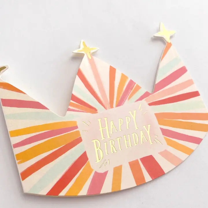 Birthday Crown Gold Letters Happy Birthday Greeting Card