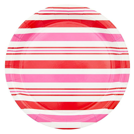 9" Plates: Pink & Red Stripe