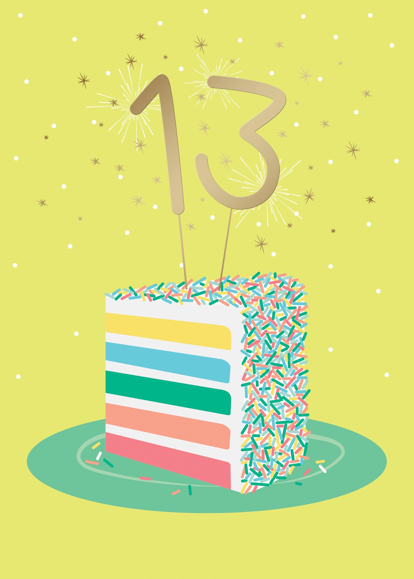 13 on a Cake Greeting Card