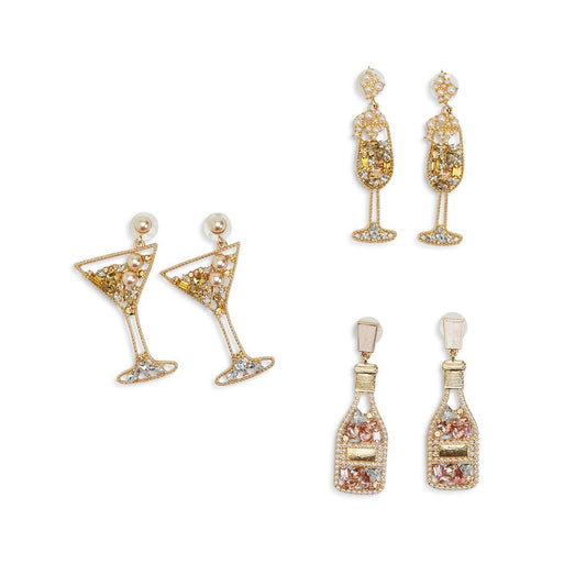 Crystal Cocktail Themed Earrings (Multiple Styles)