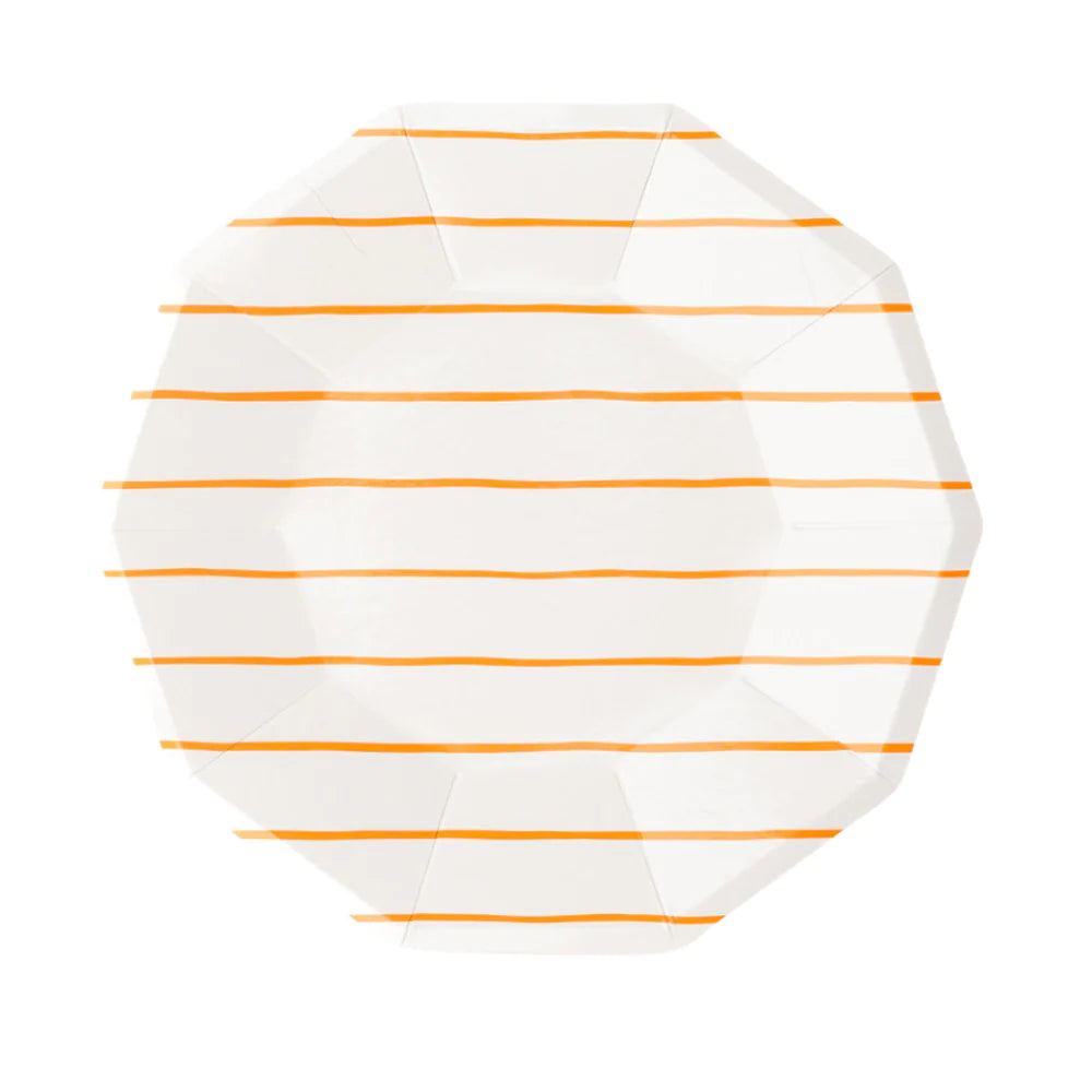 Frenchie Striped Large Plates: Clementine