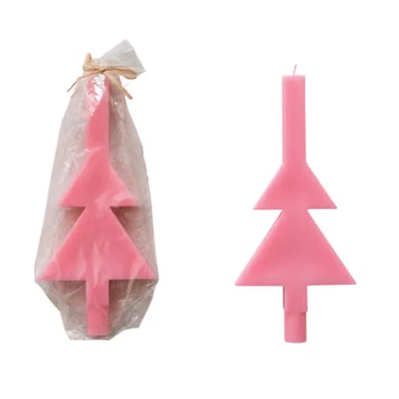 Pink Unscented Tree Shaped Taper Candles