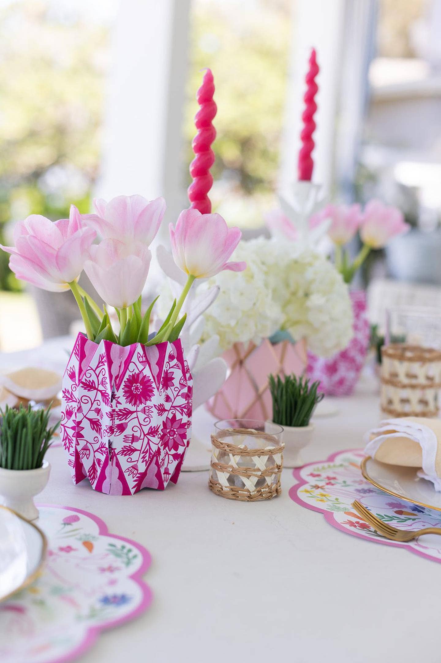 Pink Chinoiserie Paper Vase Wraps