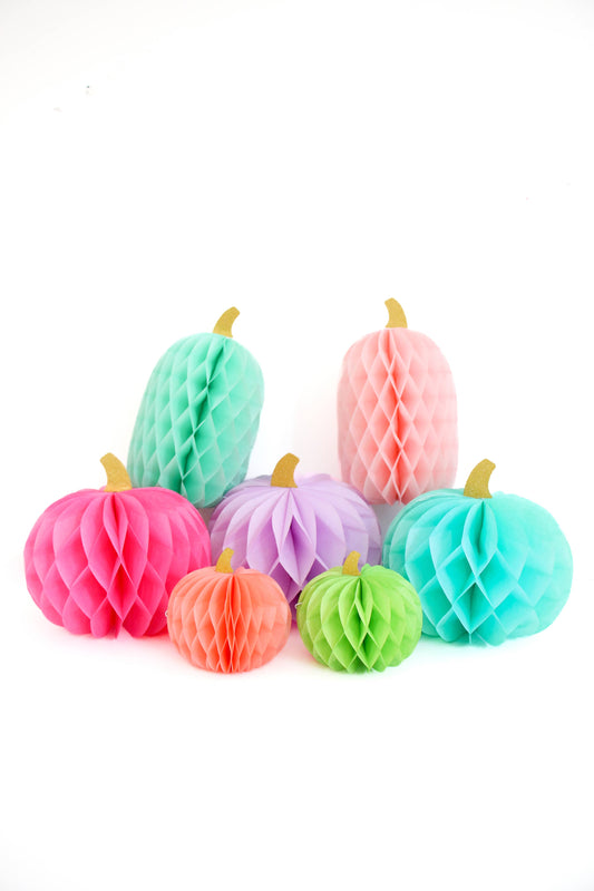 Mini Honeycomb Paper Pumpkin Set (Set of 8)