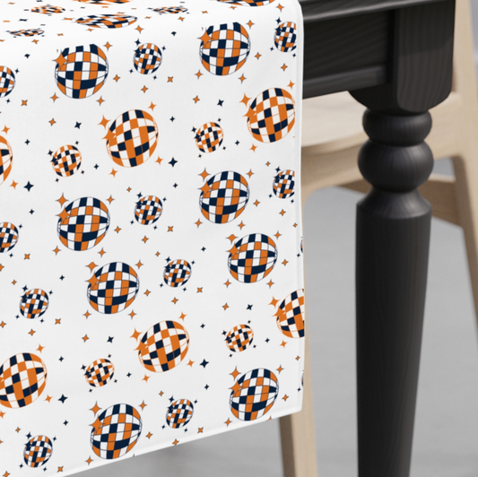 Orange and Blue Disco Ball Paper Table Runner