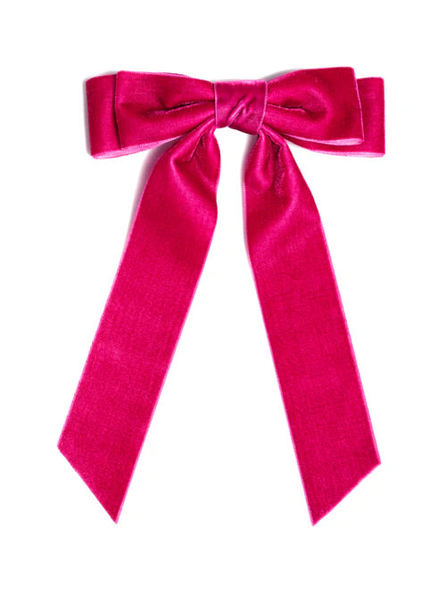 Pink Velvet Bow Clip