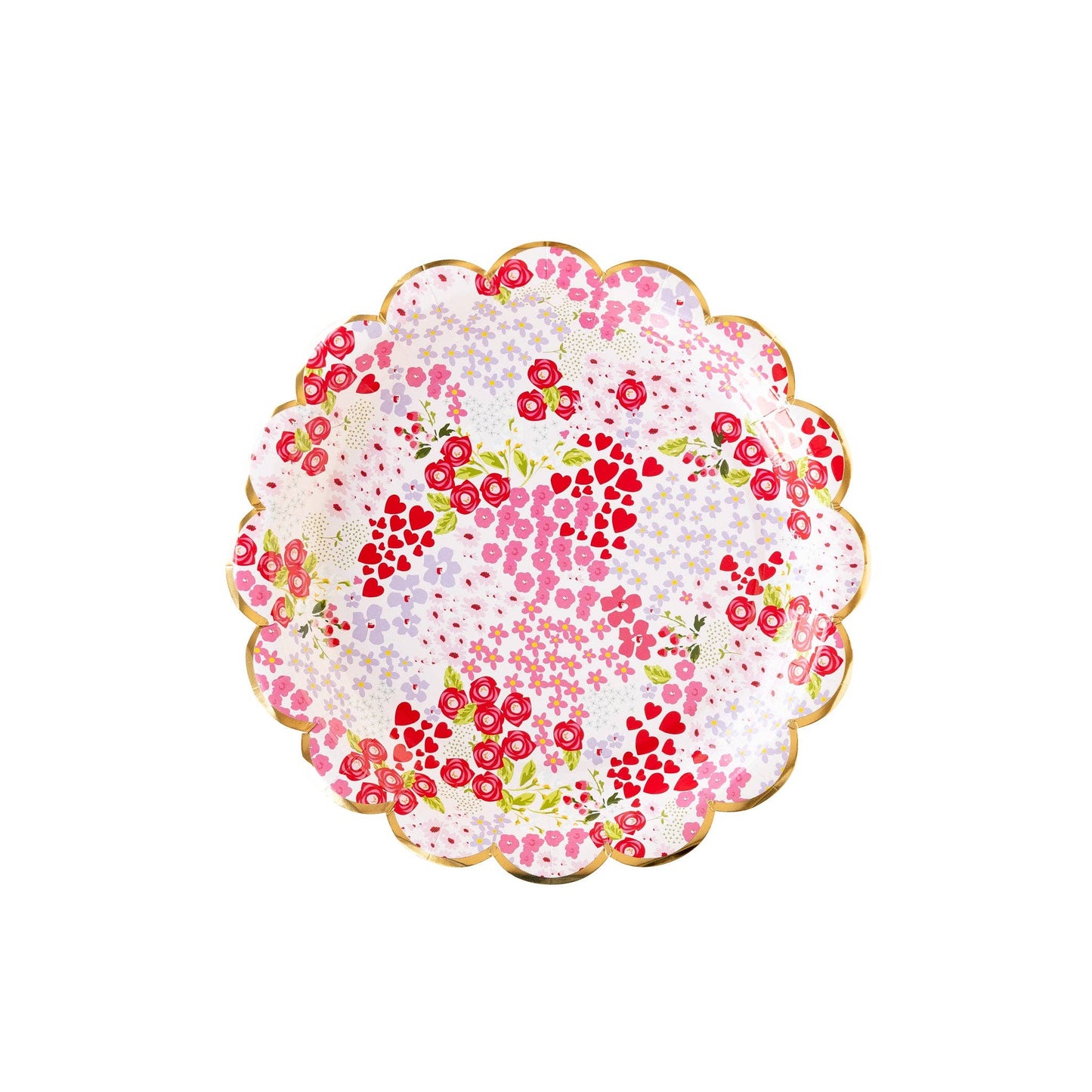 Ditzy Heart & Florals Paper Plates