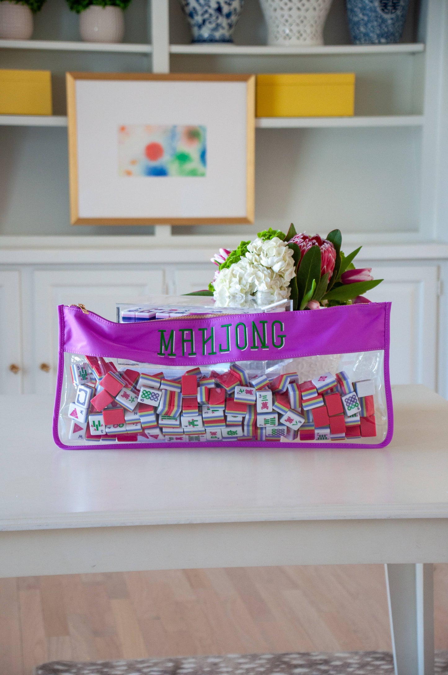 Fuchsia "Mahjong" Stitched Tile Bag