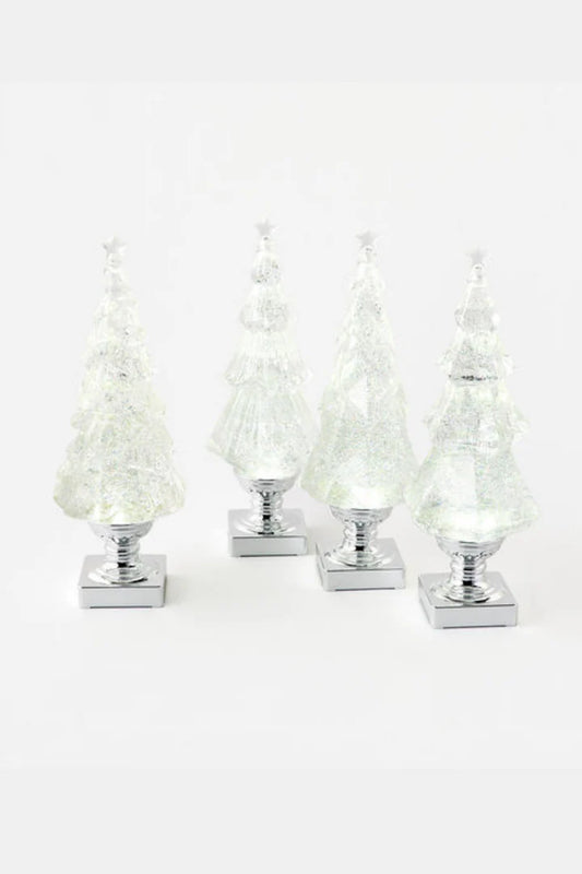 White/Silver Lighted Swirl Tree on Base