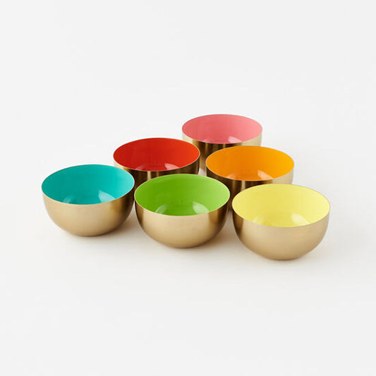 Colored Enamel & Gold Metal Bowls (Multiple Colors)