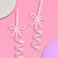 Pink Bow Straw Set