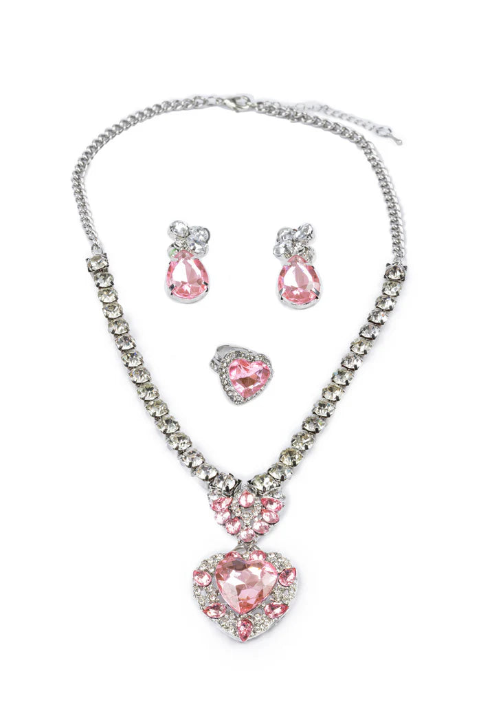 The Marilyn 4-Piece Jewelry Set: Pink/Silver