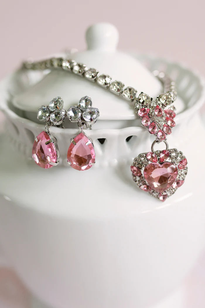 The Marilyn 4-Piece Jewelry Set: Pink/Silver