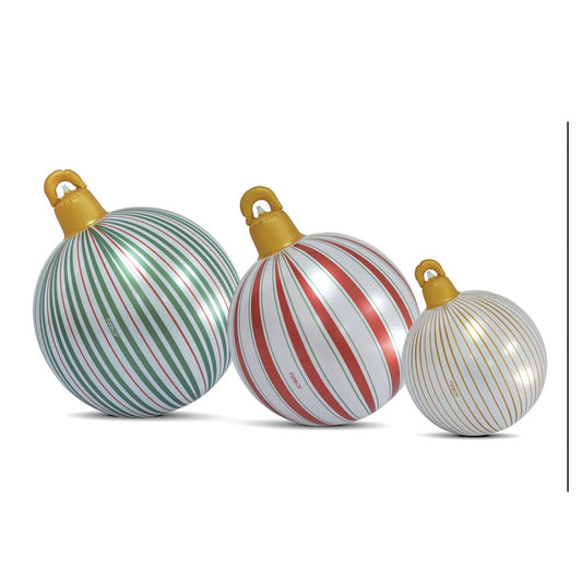 Vintage Stripe Light Up Christmas Ornament Holiday Balls (Set of )