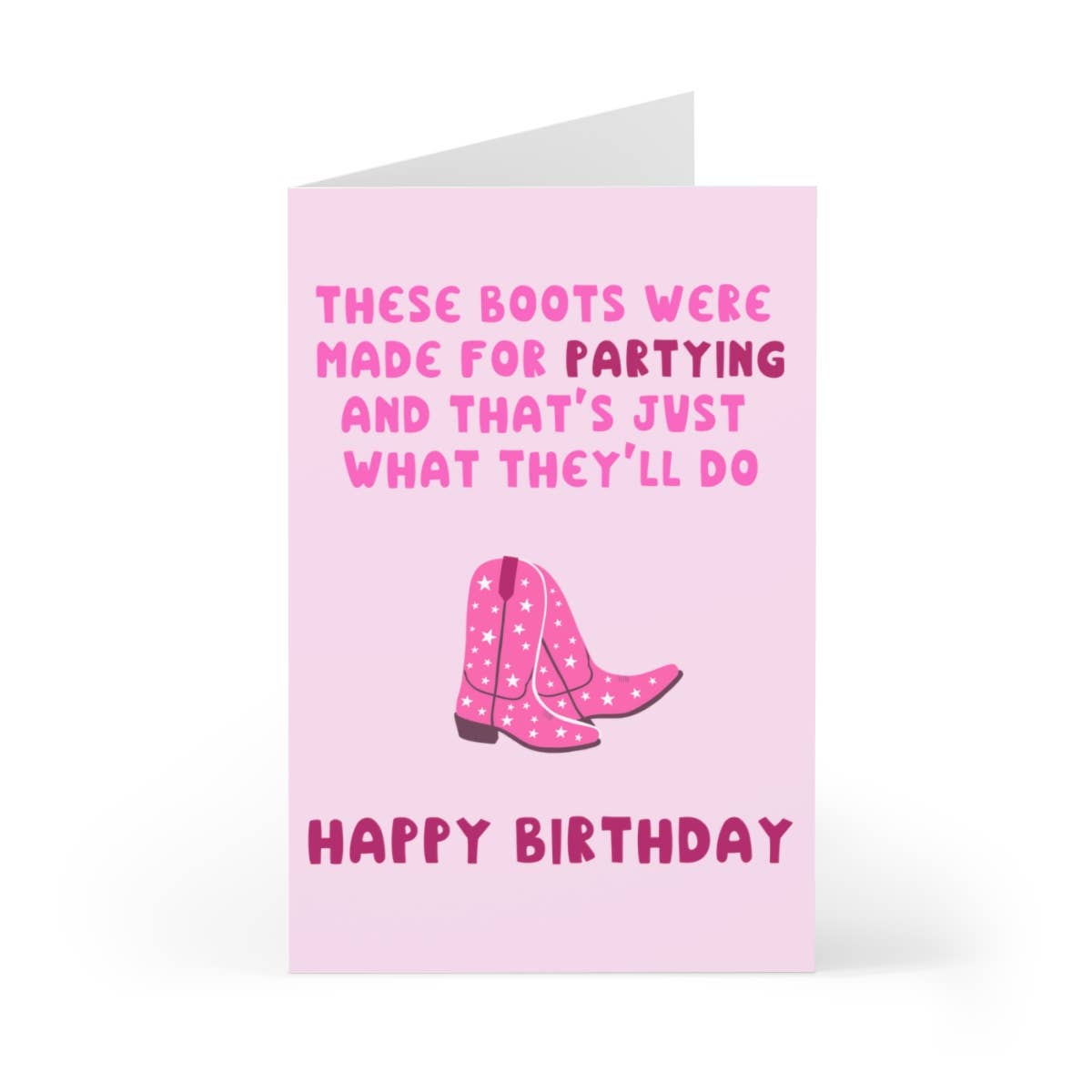 Greeting Card: Pink Cowboy Boots Birthday Card