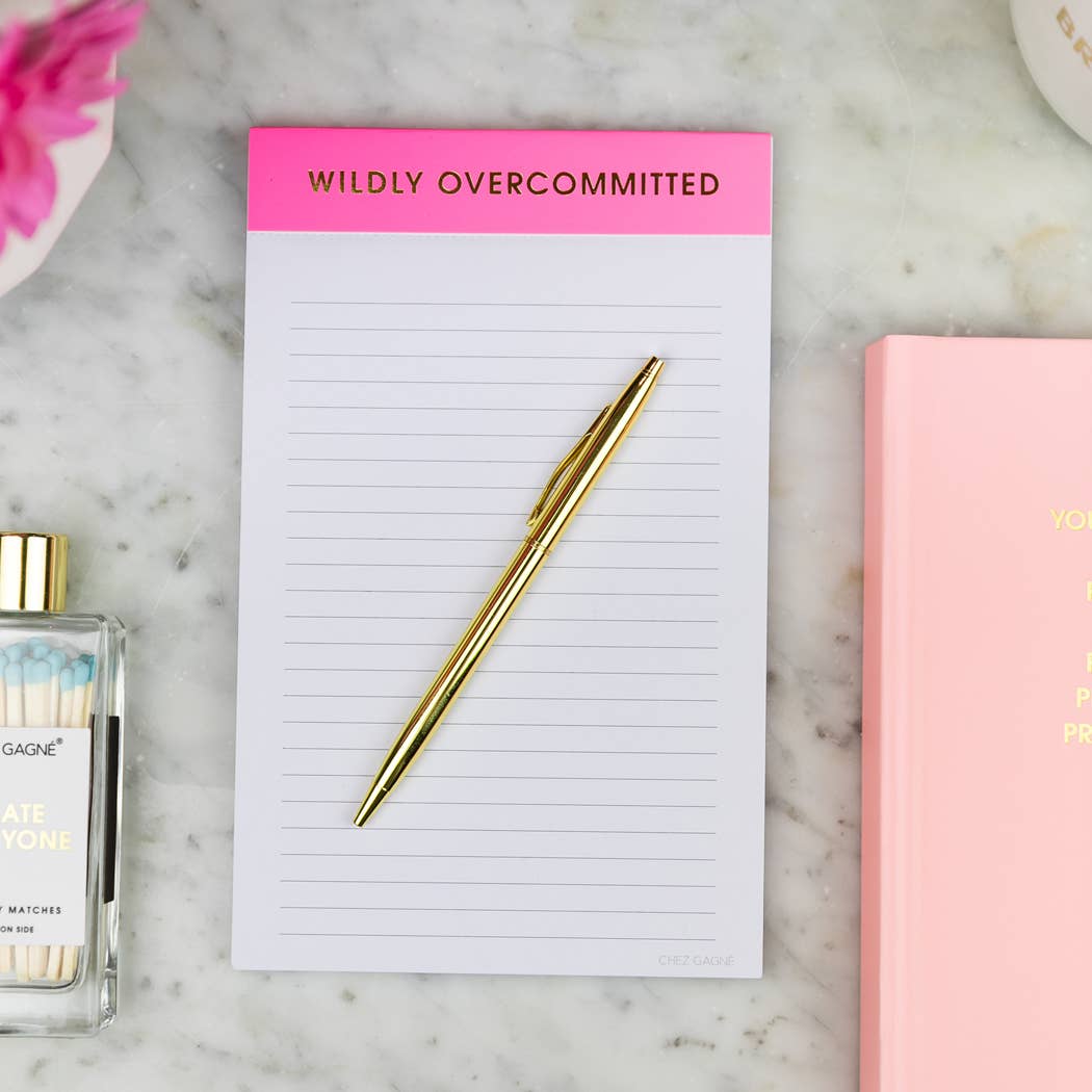 Bright Pink "Wildly Overcommitted" Lined Notepad