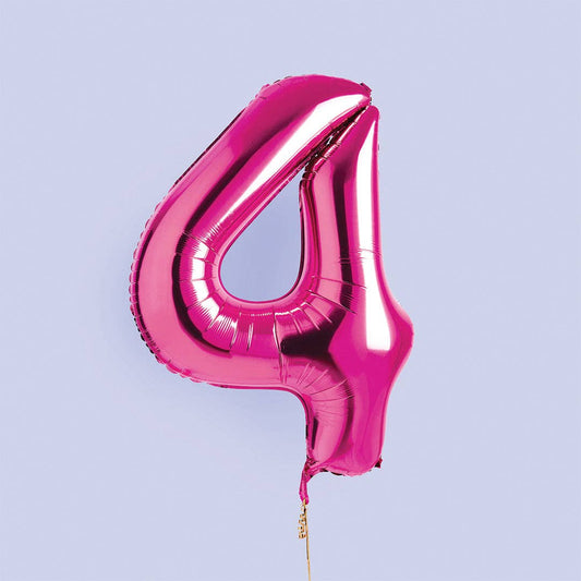 Hootyballoo by Club Green - Hot Pink Number '4' Foil Balloon 34"