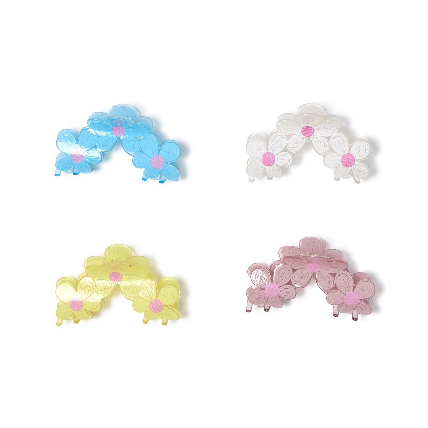 Sketch Flower Trio Claw Clip (Multiple Colors Available)