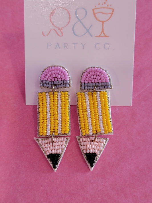Seed Bead Pencil Earrings