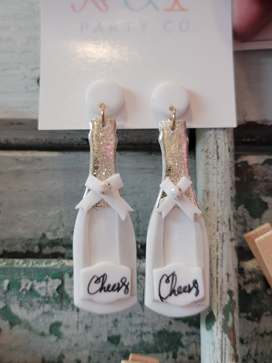 Champagne Bottle Clay Earrings