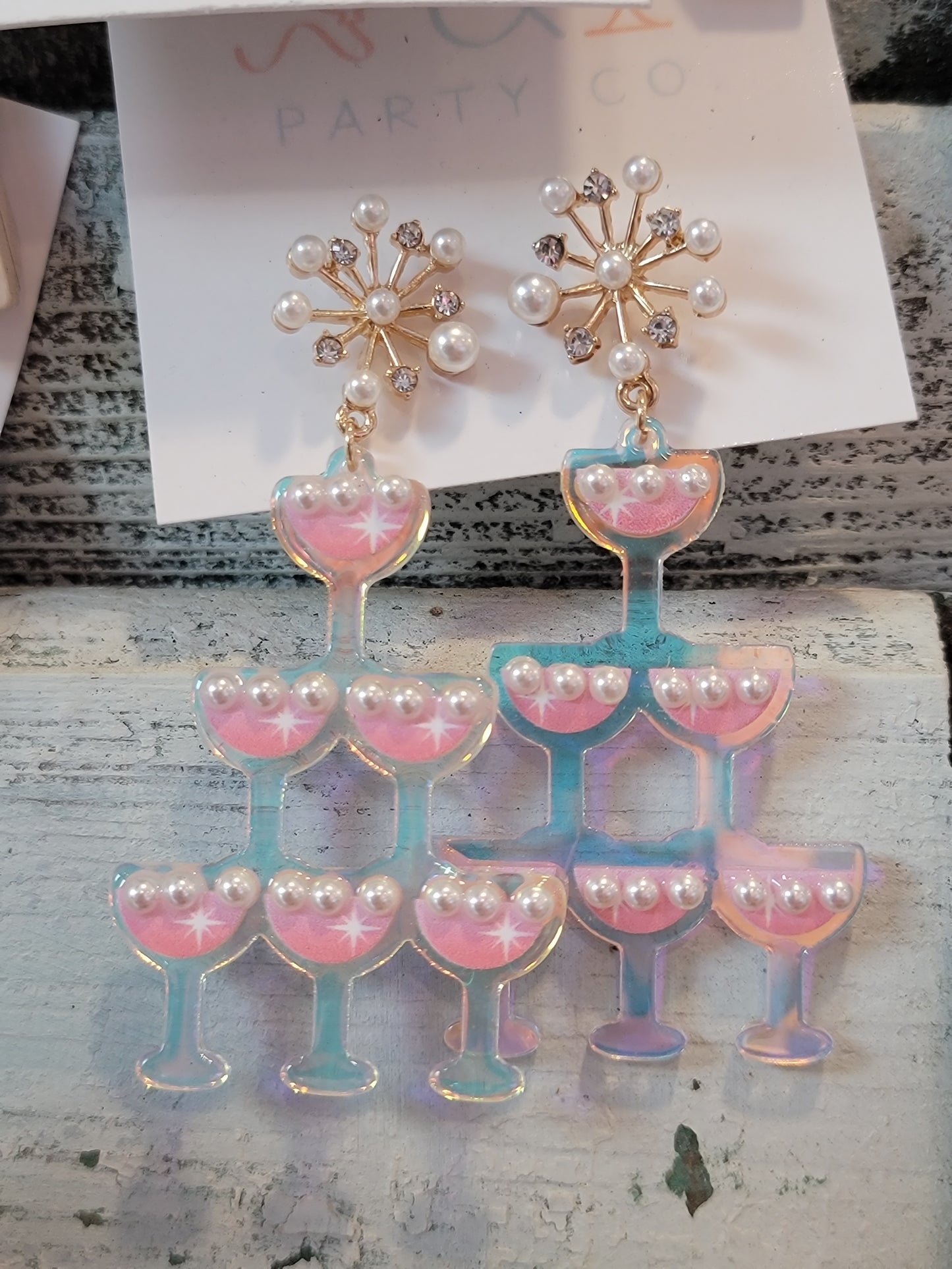 Champagne Glass Tower Drop Earrings