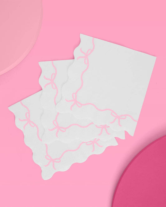 Pink Bow Scalloped Napkins