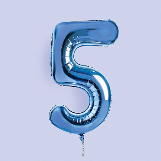 Hootyballoo by Club Green - Blue Number '5' Foil Balloon 34"