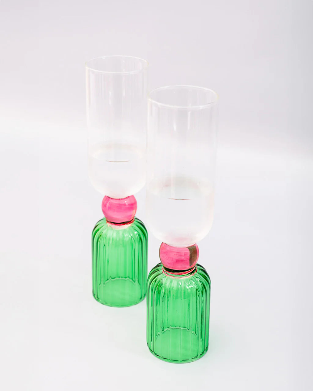 Green & Pink Tipsy Turvey Bar Glass Set