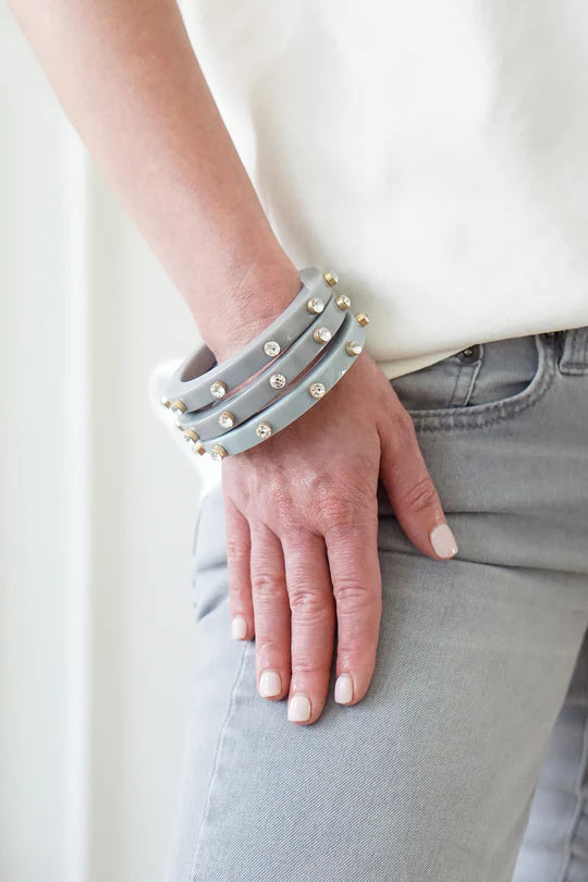 Renee Bangle Bracelet: Grey