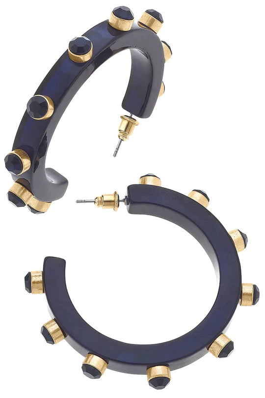 Renee Hoop Earrings: Navy