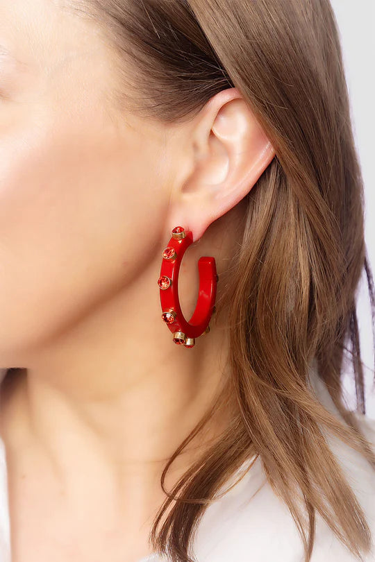 Renee Hoop Earrings: Red