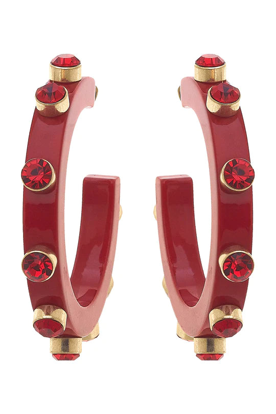 Renee Hoop Earrings: Red