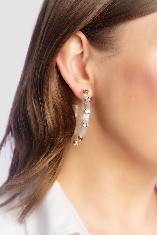 Renee Hoop Earrings: White