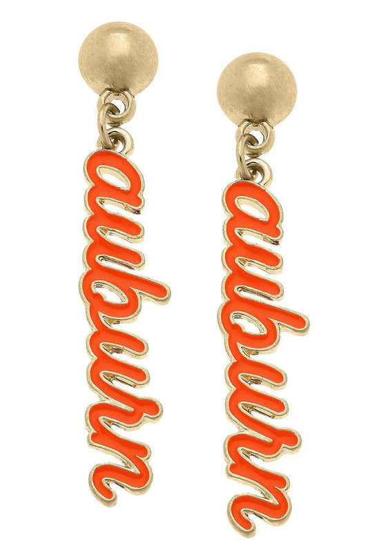 Auburn Tigers Enamel Script Earrings