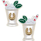 Lucky Horseshoe Enamel Mint Julep Stud Earrings