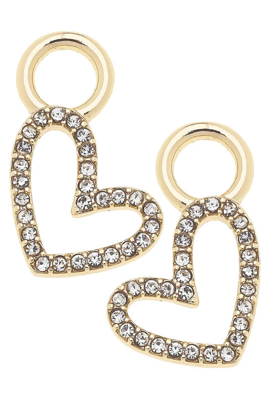 Pave Open Heart Huggie Charm Set in Shiny Gold (Set of Two)