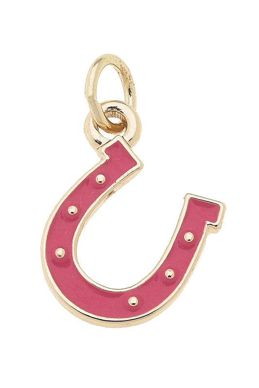 Fuchsia Enamel Horseshoe Charm