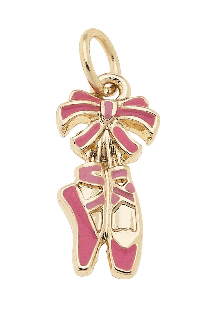 Light Pink Enamel Ballet Pointe Shoes Charm
