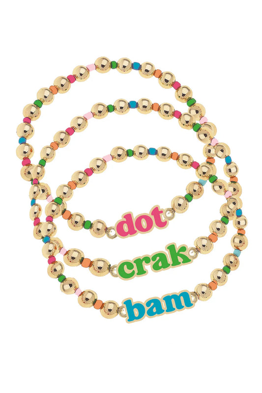 Dot Crak Bam Rainbow Ball Bead Stretch Bracelet Set of 3