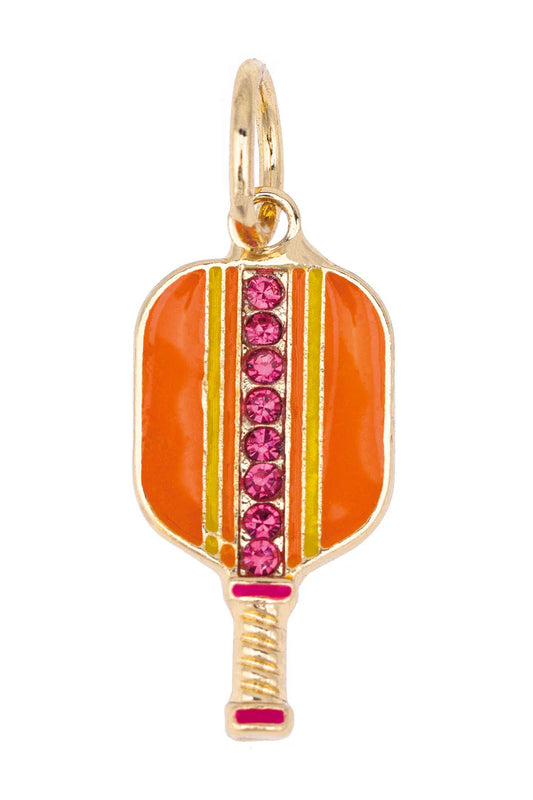 Orange Pave Pickleball Paddle Charm