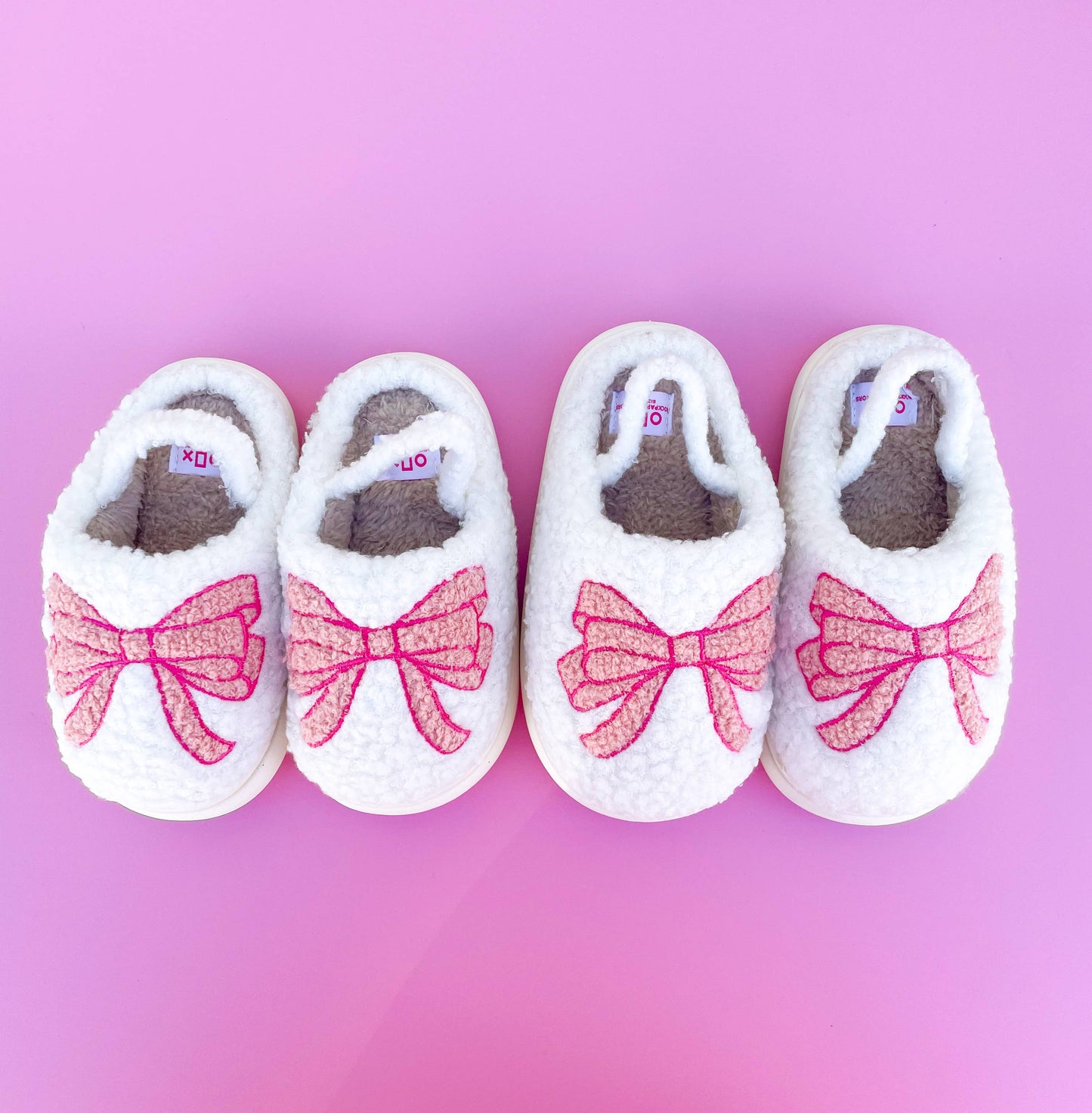 Pink Bow Slippers (Toddler/Kid Sizes)