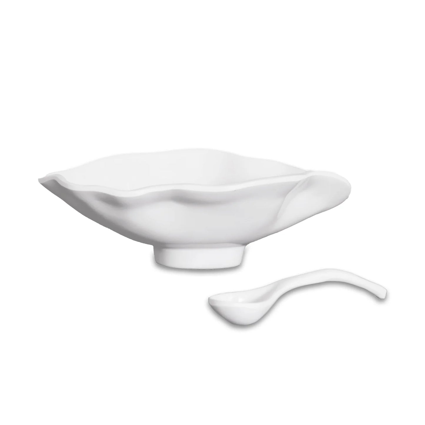 Vida Havana Small Oval Bowl with Spoon in White