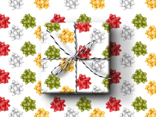 Christmas Bows Wrapping Paper (3 Sheets)